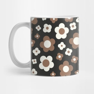 black and brown groovy retro y2k 2000s big pastel flower power 1960s 60s 70s danish aesthetics coconut girl ditsy daisies Mug